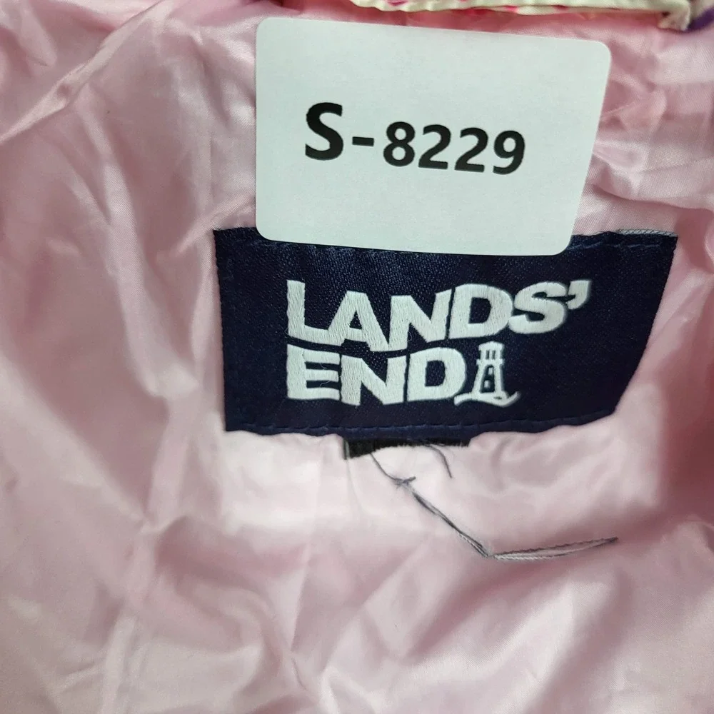 Lands' End Girls‎ Vest XXL Pink Puffer Primaloft Zipper Logo Sleeveless